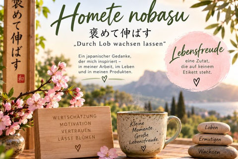 KI generiertes Bild zum Japanischen Homete nobasu - Lebensfreude 