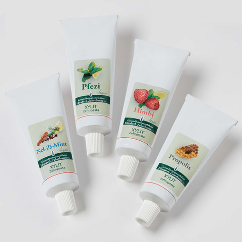 Xylit-Zahnpasten natürliche Alternative, ohne Flourid, ohne Mikroplastik