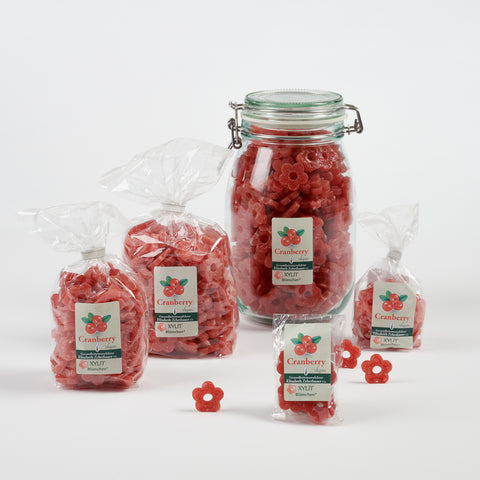 XYLIT-BLÜMCHEN Cranberry Geschmack in verschiedenen Verpackungsgrößen, Produktbild 
