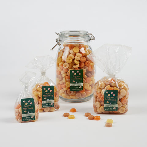 Xylit Bonbons Ingwer-Mischung in verschiedenen Verpackungsgrößen, Produktbild 