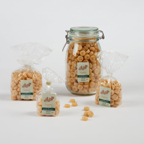 Xylit Bonbons Ingwer Geschmack in verschiedenen Verpackungsgrößen, Produktbild 