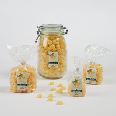 Xylit Bonbons Quitte-Zitrone Geschmack in verschiedenen Verpackungsgrößen, Produktbild 