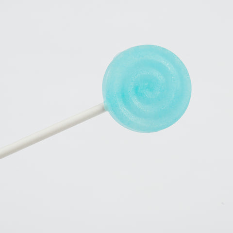 Xylit Lolli Eisbonbon Geschmack, runder flacher Lutscher mit erhabener Spiralform, Produktbild