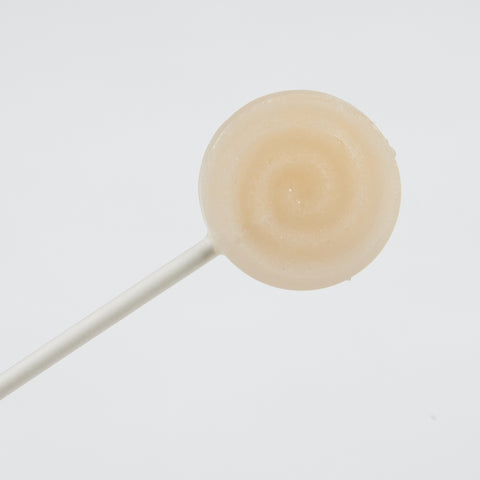 Xylit Lolli Honigmelone runder flacher Lutscher mit erhabener Spiralform, Produktbild