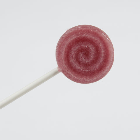 Xylit Lolli Kirsche Geschmack, runder flacher Lutscher mit erhabener Spiralform, Produktbild